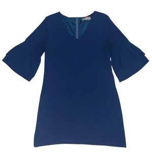 Elegant Blue Dress with Flared Sleeves